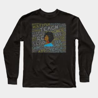 African American Teacher Afro Long Sleeve T-Shirt